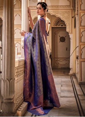 Silk Weaving Blue Classic Saree