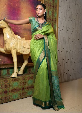 Silk Weaving Contemporary Saree in Green