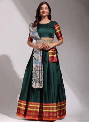 Silk Weaving Designer Lehenga Choli in Green