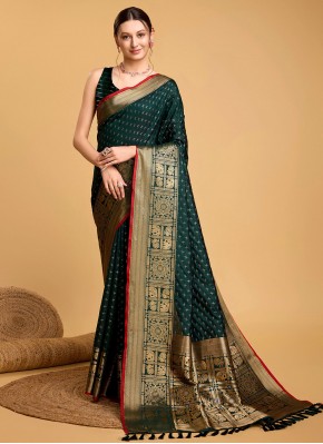 Silk Weaving Green Classic Saree