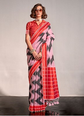 Silk Woven Trendy Saree in Pink