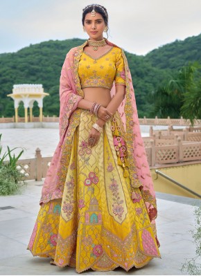 Silk Yellow Sequins Trendy Lehenga Choli