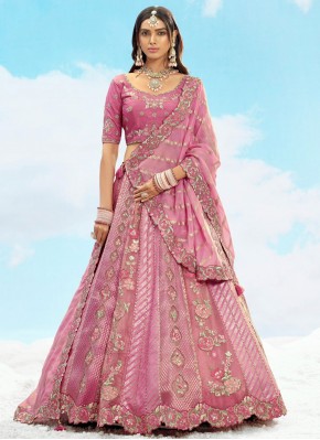 Silk Zari Lehenga Choli in Pink