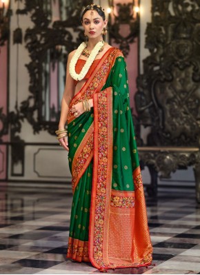 Simplistic Green Designer Saree