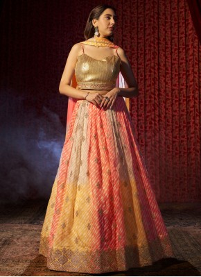 Snazzy Multi Colour Organza Lehenga Choli