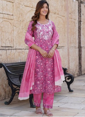 Sonorous Embroidered Cotton Magenta and Purple Designer Salwar Kameez