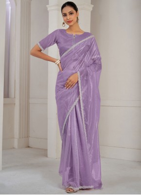 Sonorous Organza Violet Traditional Saree