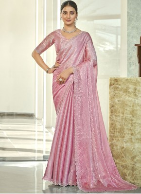 Sonorous Pink Ceremonial Designer Saree