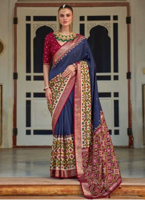 Sophisticated Blue Wedding Designer Saree