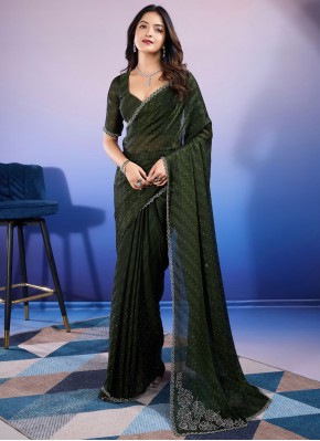 Sophisticated Chiffon Satin Festival Designer Saree