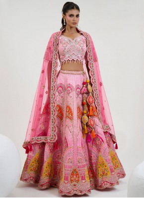 Sophisticated Pink Silk Readymade Lehenga Choli