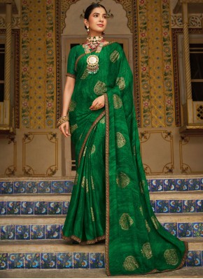 Sophisticated Print Georgette Green Designer Saree