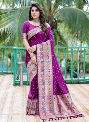 Sophisticated Purple Silk Trendy Saree