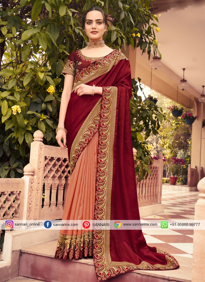 Specialised Embroidered Sangeet Designer Half N Half Saree