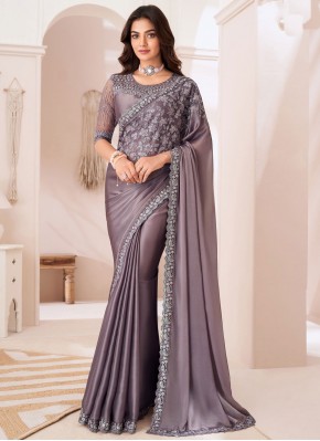 Specialised Silk Purple Border Contemporary Saree