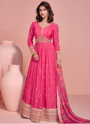 Specialised Zari Pink Chinon Designer Gown