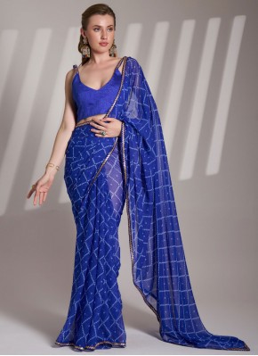 Spectacular Lace Blue Georgette Designer Saree