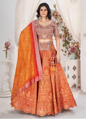 Splendid Orange Readymade Lehenga Choli