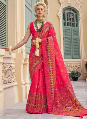 Staring Meenakari Pink and Rani Classic Saree