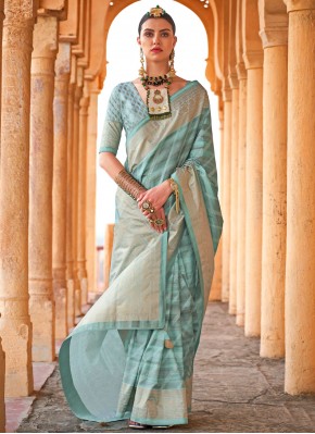 Strange Turquoise Festival Designer Saree