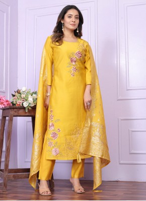 Striking Silk Handwork Trendy Salwar Suit