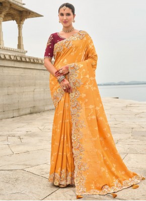 Striking Silk Orange Butta Classic Saree