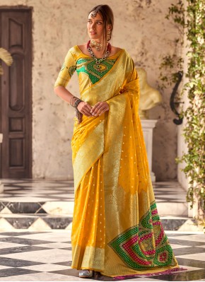 Striking Yellow Party Designer Saree