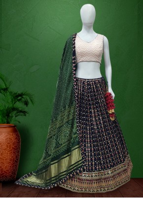 Stunning Gajji Silk Multi Color Thread Work Design