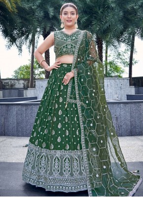 Stunning pure-dola Green Jacquard Work Readymade Lehenga Choli