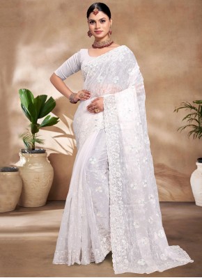 Stunning White Ceremonial Contemporary Saree