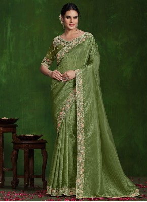 Stupendous Diamond Green Designer Saree