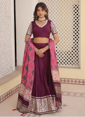 Suave Wine Jacquard Work Viscose Lehenga Choli