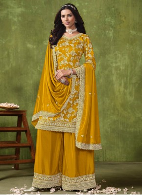 Subtle Silk Yellow Designer Salwar Kameez