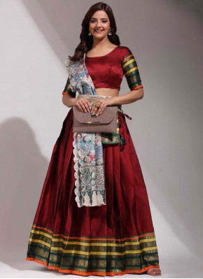 Sumptuous Weaving Maroon Silk Lehenga Choli