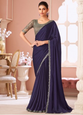 Sunshine Sequins Satin Purple Traditional Saree