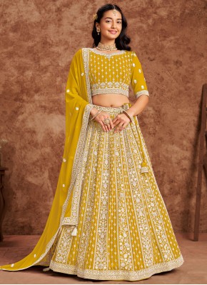 Superlative Yellow Trendy Lehenga Choli