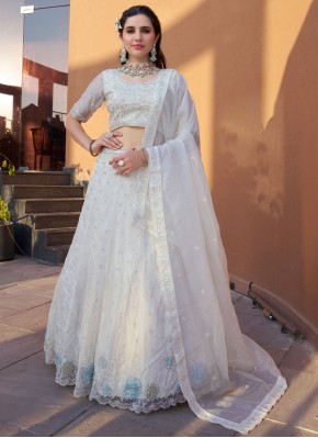 Swanky Fancy Fabric Embroidered White Trendy A Line Lehenga Choli