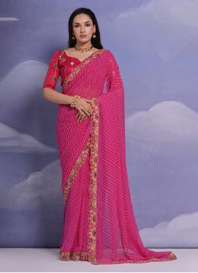 Swanky Printed Georgette Contemporary Style Saree