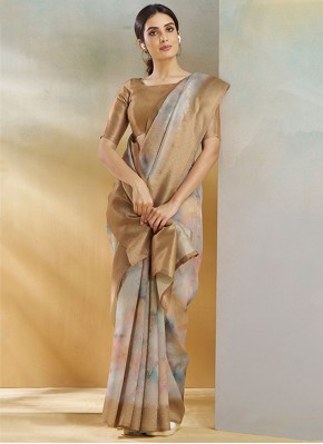 Tantalizing Handloom silk Weaving Brown Designer Saree