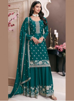 Teal Embroidered Salwar Kameez