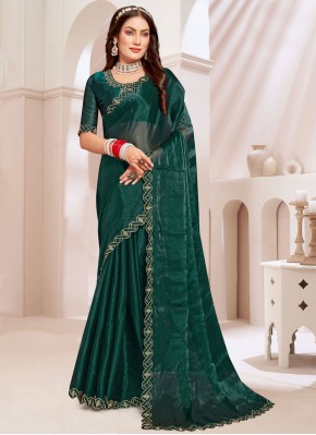 Teal Party Silk Classic Saree