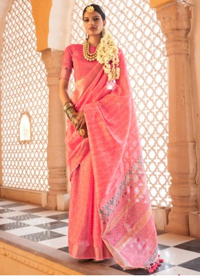 Tempting Rose Pink Party Trendy Saree