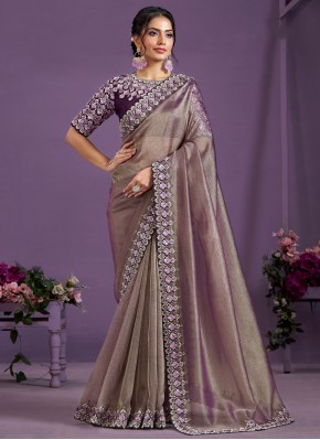 Thread Crush Trendy Saree in Grey and Lavender