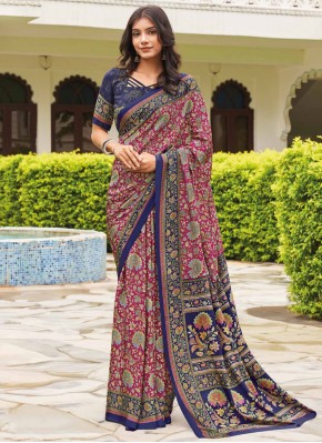 Thrilling Rani Pure Crepe Contemporary Saree