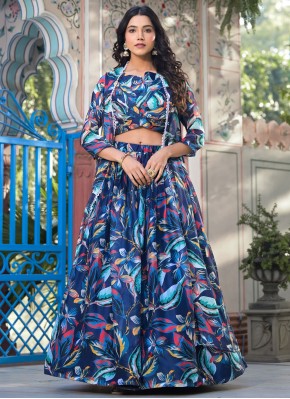 Tiptop Digital Print Blue Readymade Lehenga Choli