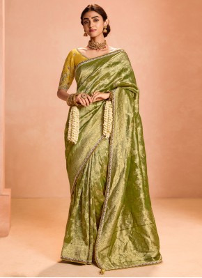 Tissue Green Weaving Designer Saree