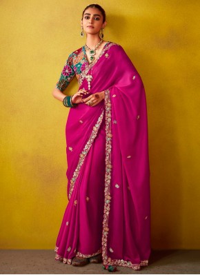 Tissue Magenta and Rani Designer Saree