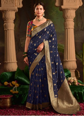 Topnotch Navy Blue pure-dola Classic Saree