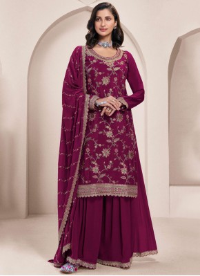 Topnotch Purple Embroidered Trendy Salwar Kameez