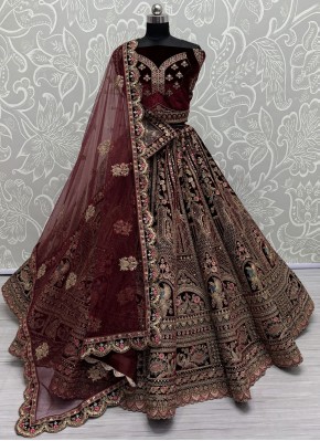 Topnotch Velvet Wedding Trendy Lehenga Choli